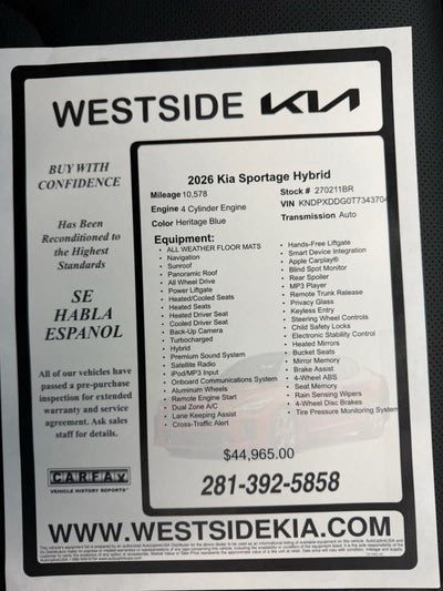 2026 Kia Sportage Hybrid SX-Prestige AWD