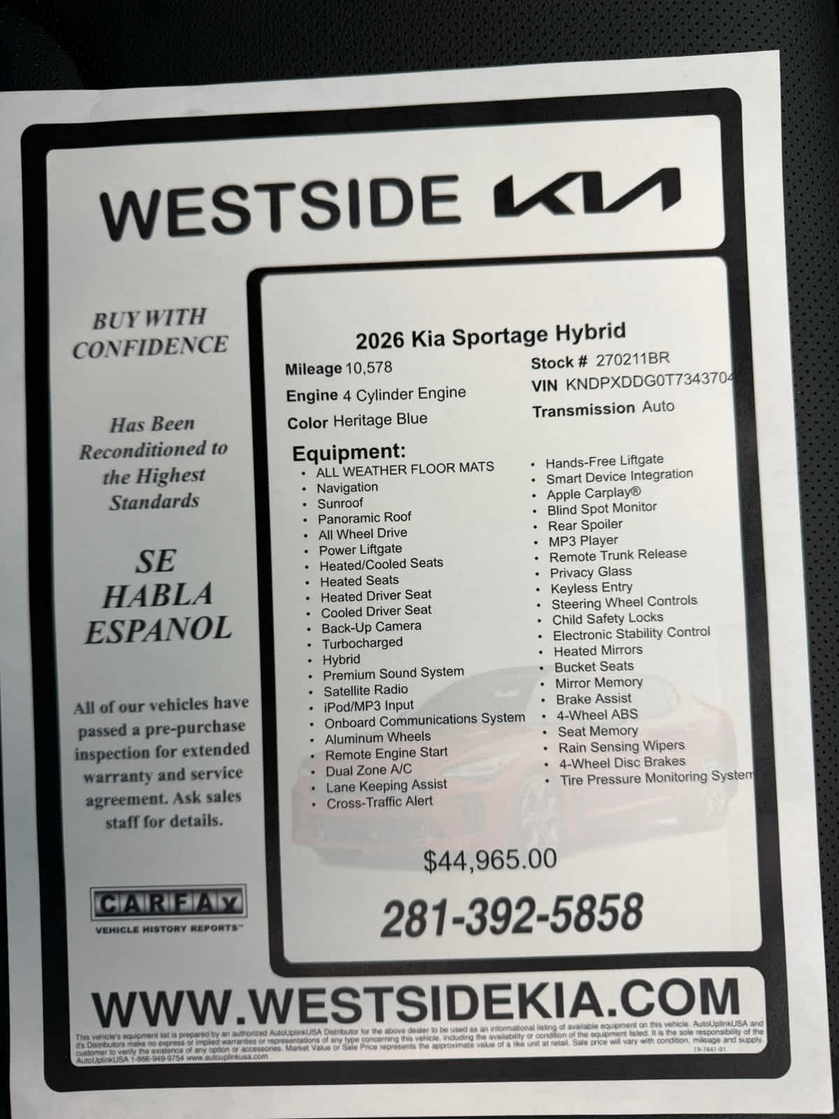 2026 Kia Sportage Hybrid SX-Prestige AWD