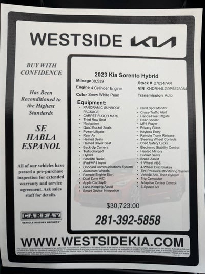 2023 Kia Sorento Hybrid EX FWD