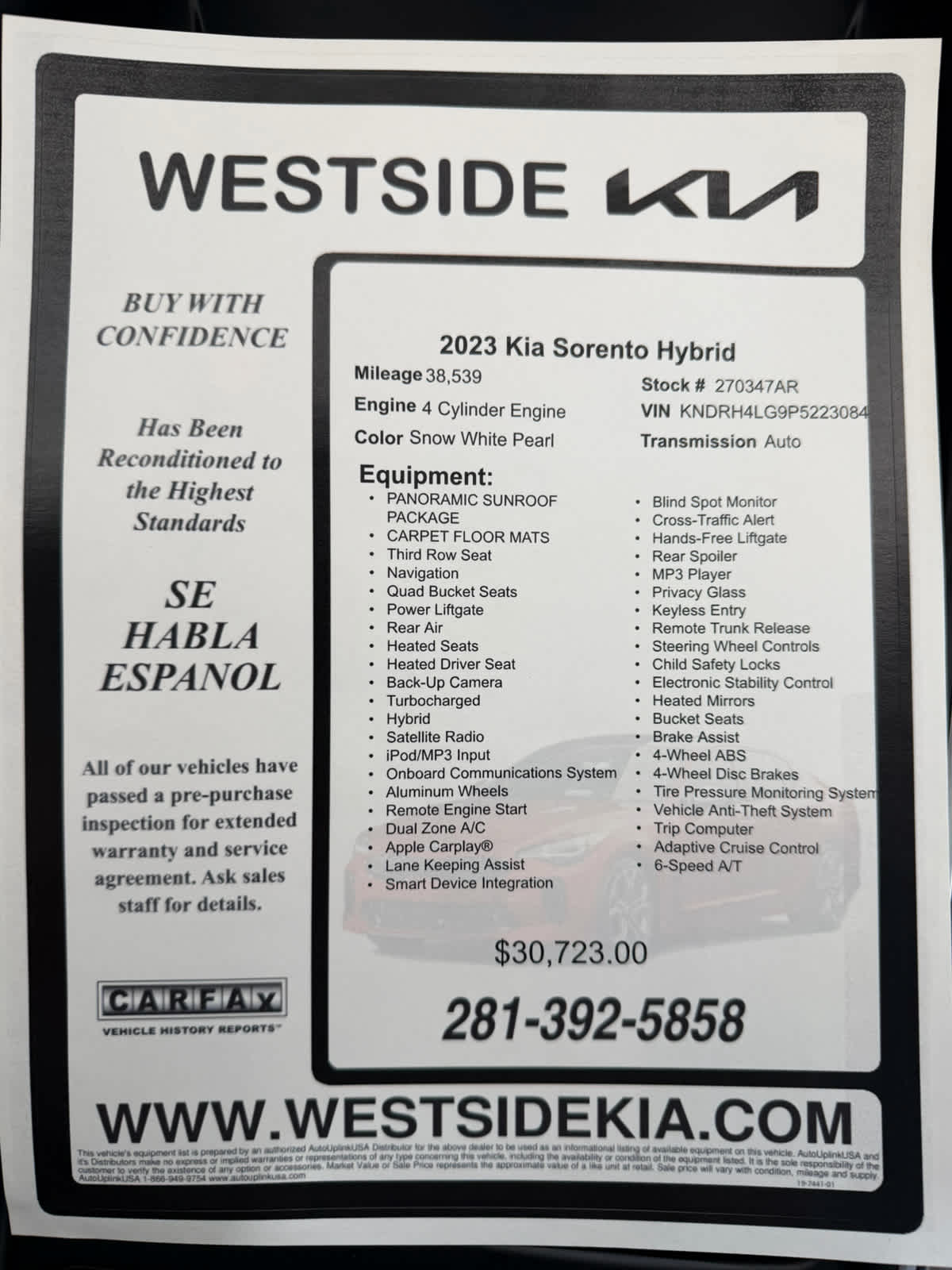 2023 Kia Sorento Hybrid EX FWD