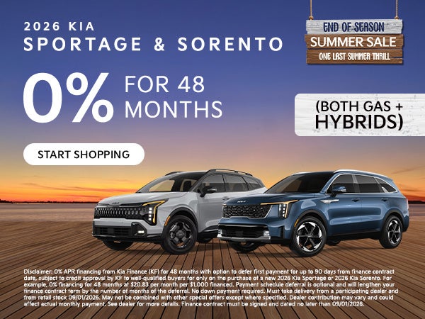 2026 KIA Sportage and 2026 KIA Sorento Offer