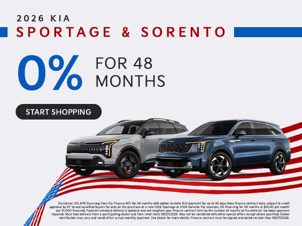 2026 KIA Sportage and 2026 KIA Sorento Offer